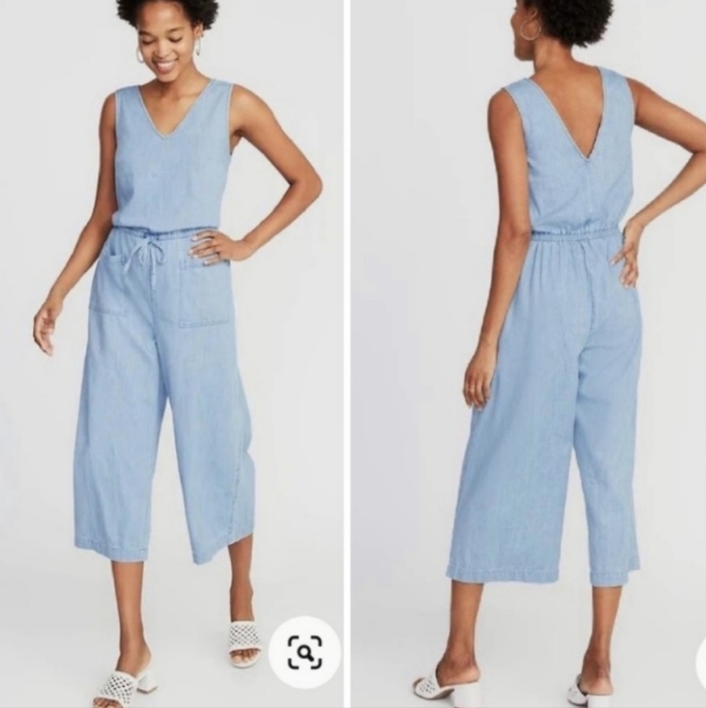 🍍Old Navy chambray wide leg jumpsuit S